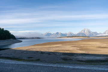 A stunning view of the Teton mountain range in Grand Teton National Park, WY.
