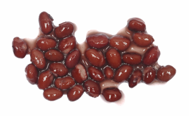 Cooked black beans isolated on white background, top view