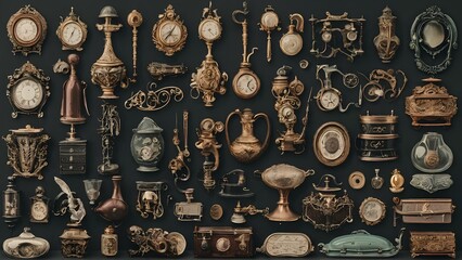Collection of Vintage Victorian Objects Elegant Antiques and Historical Treasures