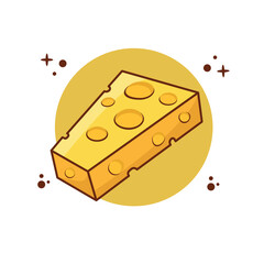 Cheese Cartoon Vector Icon Illustration. Food Object Icon Concept Isolated Premium Vector. Flat Cartoon Style
