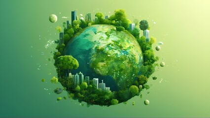 Green planet sustainability and conservation concept illustration