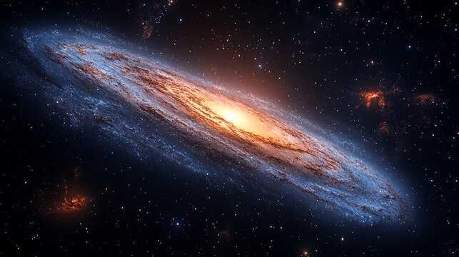 A stunning view of a spiral galaxy with radiant stars and a glowing core, showcasing the beauty of the universe.
