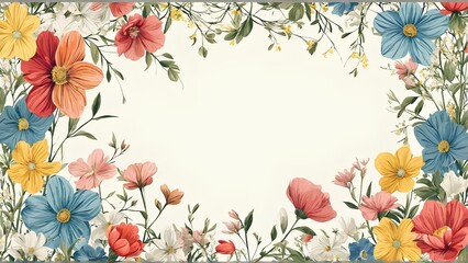 Obraz premium Spring floral frame illustration