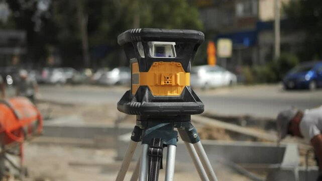 Laser level on the construction site