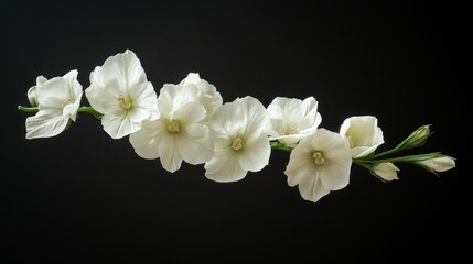 White flowers delicately arranged on a dark background, showcasing details of nature's beauty