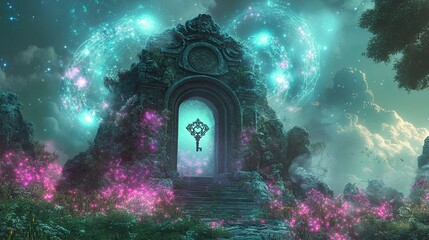 Mystical Gateway: Enchanted Portal in a Fantasy Landscape