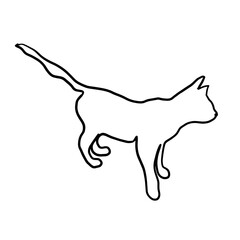 Kitten graphics object one line . hand drawing. Not AI, Vector illustration.