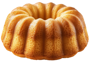 Plain Bundt cake on transparent background
