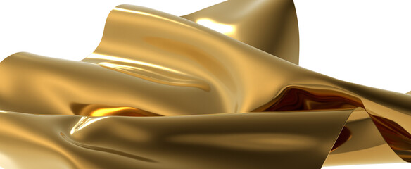A golden wave of fabric shimmering with light