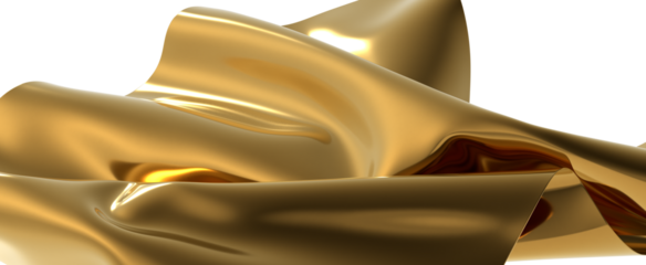 A golden wave of fabric shimmering with light