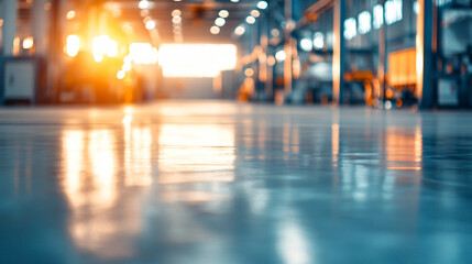 Fototapeta premium Reflection of natural light on a polished concrete floor in an industrial building