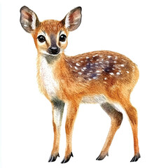Muntjac watercolor clipart illustration isolated