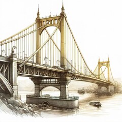 Fototapeta premium sketch Golden Gate Bridge isolated in the white background