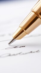 A close-up of a loan contract being signed by an excited entrepreneur