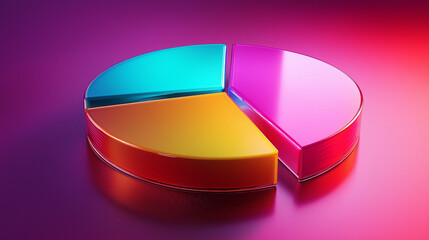Fototapeta premium 3D icon of a pie chart slice in holographic style
