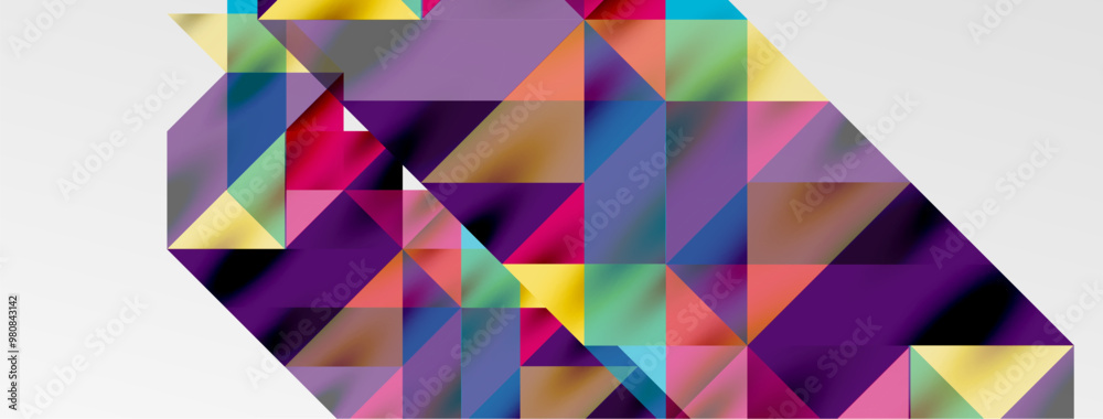 Poster Tech minimal overlapping triangle shapes elements geometric graphic pattern