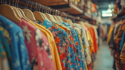 Second-hand clothing store fashion finds, showcasing stylish outfits with a sustainable twist