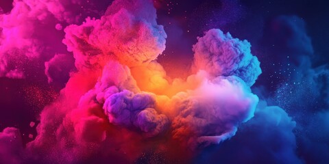 Vibrant cloud formation with colorful hues of pink, orange, and blue swirling in an artistic display, perfect for creative projects.