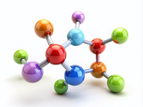 Colorful molecular structure illustration of cyclopropane, a volatile organic compound with three carbon and six