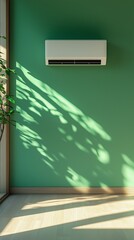 Dark wall with shadow sun light from window and air conditioner in living room minimalist story background