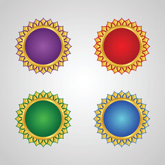 Pack of Golden Colorful Circle Banner Vector Png
