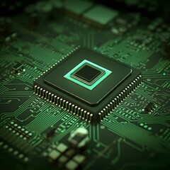 Obraz premium electronic circuit board showing a Processor Chip, CPU