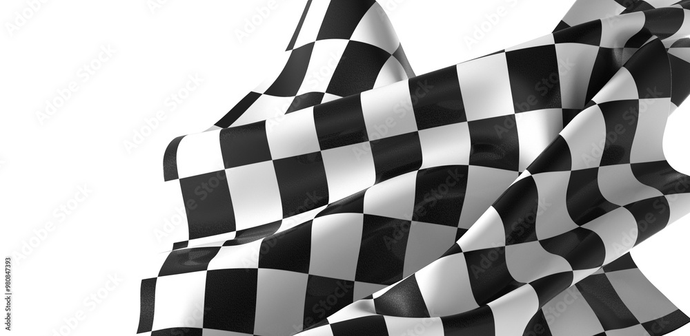 Aufkleber the checkered flag waves in the air signaling the end of the race
