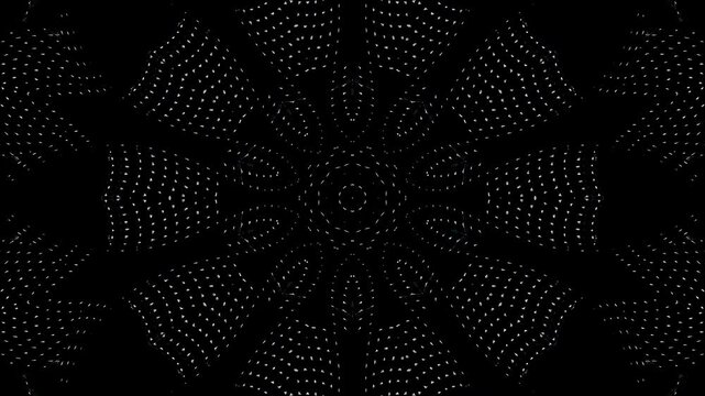 abstract lines colorful dots light shining round shape in center, black background	