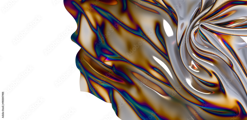 Aufkleber Metallic fabric drapes and shimmers in a mesmerizing display of color and texture