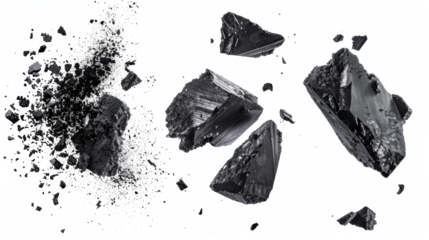 Black Chalk Chunks on Transparent Background