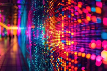 Fototapeta premium Colorful cyber security electronics lighting hardware.