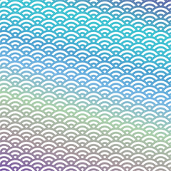 青海波の背景用ベクターイラスト（寒色系）
