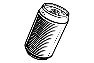 Drink can silhouette. Hand-drawn Aluminum can. Vector illustration