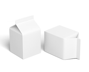 Fototapeta premium White Milk box, isolated on white background, 3d illustration, 3d rendering, realism, photo realistic