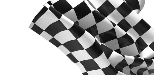 The checkered flag waves in the air signaling the end of the race