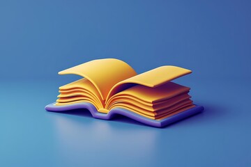 A stylized open book with vibrant yellow pages and a purple base, symbolizing knowledge.