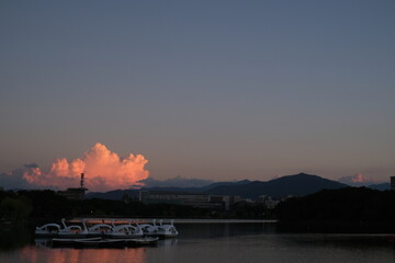 sunset over the river
