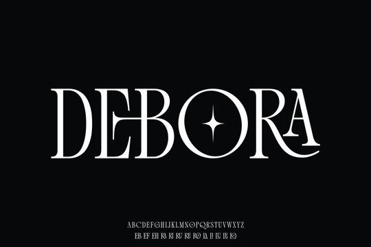Elegant decorative serif ligature alphabet display font vector illustration