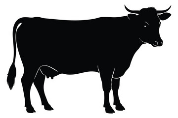 Charolais Cow Silhouette, Farm Animal Silhouette, Livestock Clipart, Cattle Illustration, Vector Cow Design