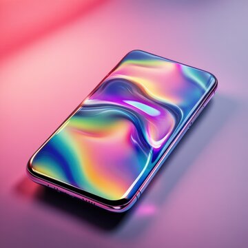 Smartphone with a colorful vibrant display design.