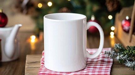 blank mockup White 11oz ceramic mug christmas theme