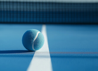 tennis racket and ball on the court