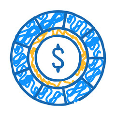 casino chip doodle icon sketch vector. casino chip sign. isolated symbol illustration