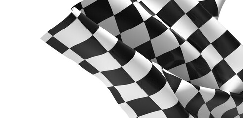 Fototapeta premium The checkered flag waves signifying the end of the race