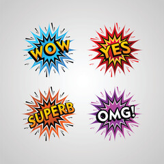 A collection of comic speech Stickers and bubble vector