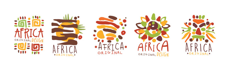 Africa Logo Original Design with Hand Drawn Element Vector Set
