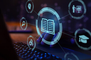 online education concept, e-learning, learn on internet by distance