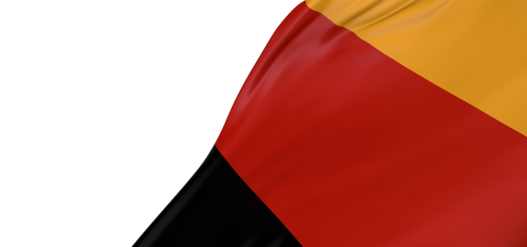 A close up of the German flag waving in the wind