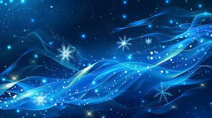 Fototapeta premium Abstract Blue Background with Snowflakes and Stars
