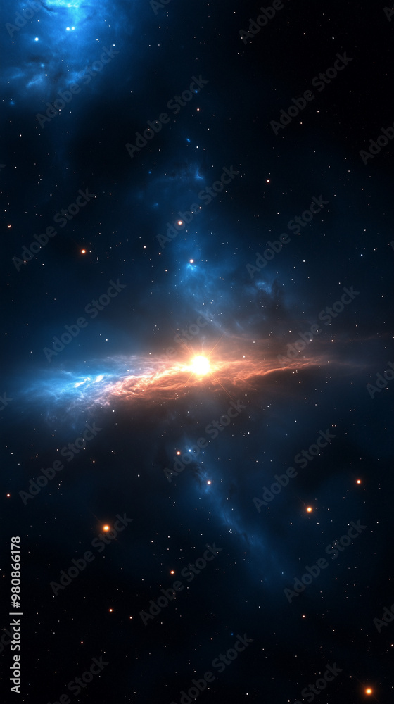 Wall mural deep blue galaxy with glowing stars hd phone wallpaper
